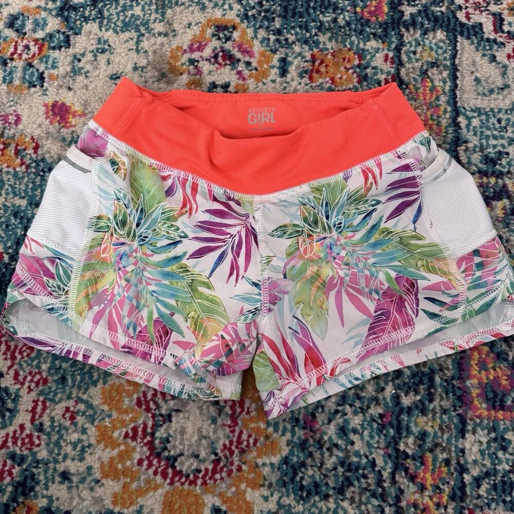 Athleta Girl Size Small/7 Floral Printed Record Breaker 2.0 Athletic Shorts